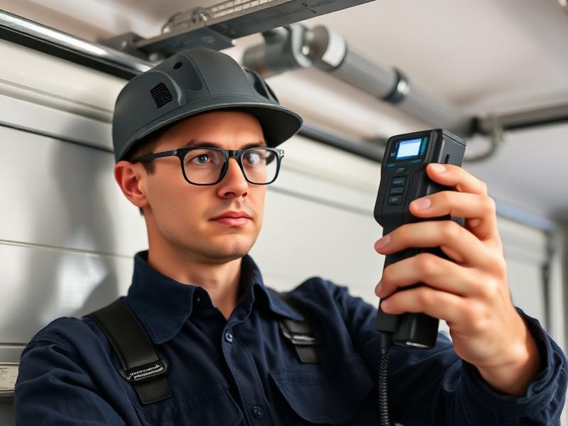 Roseboro Garage Doors technician diagnosing garage door sensor